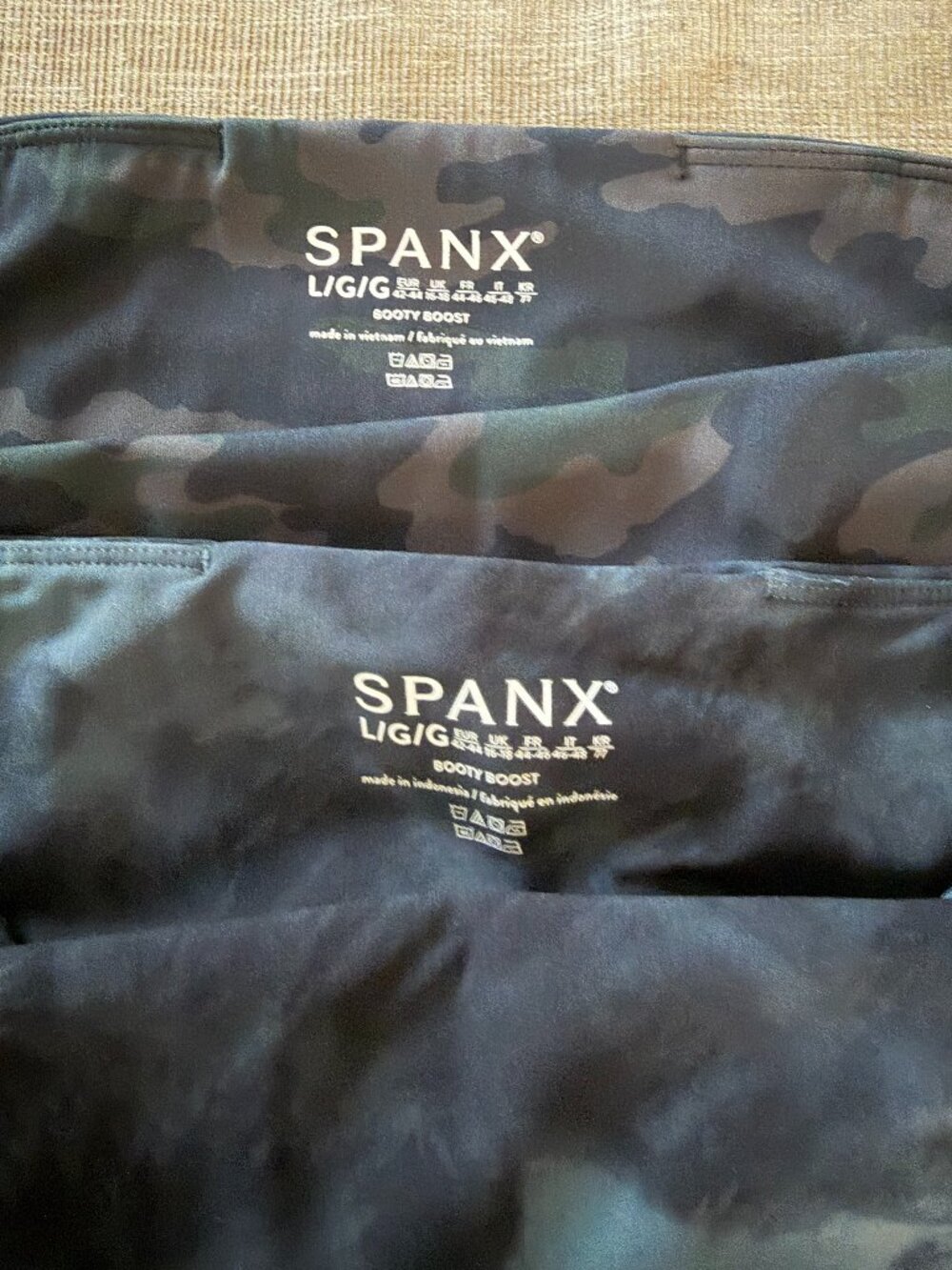 PAIR of SPANX Booty Boost Camo Leggings | High Waisted Shaping | Size LG - Picture 8 of 9